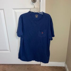 Blue Ralph Lauren polo with red logo